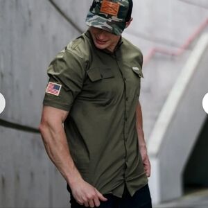 Grunt Style Button Down Garage Shirt Green XXL